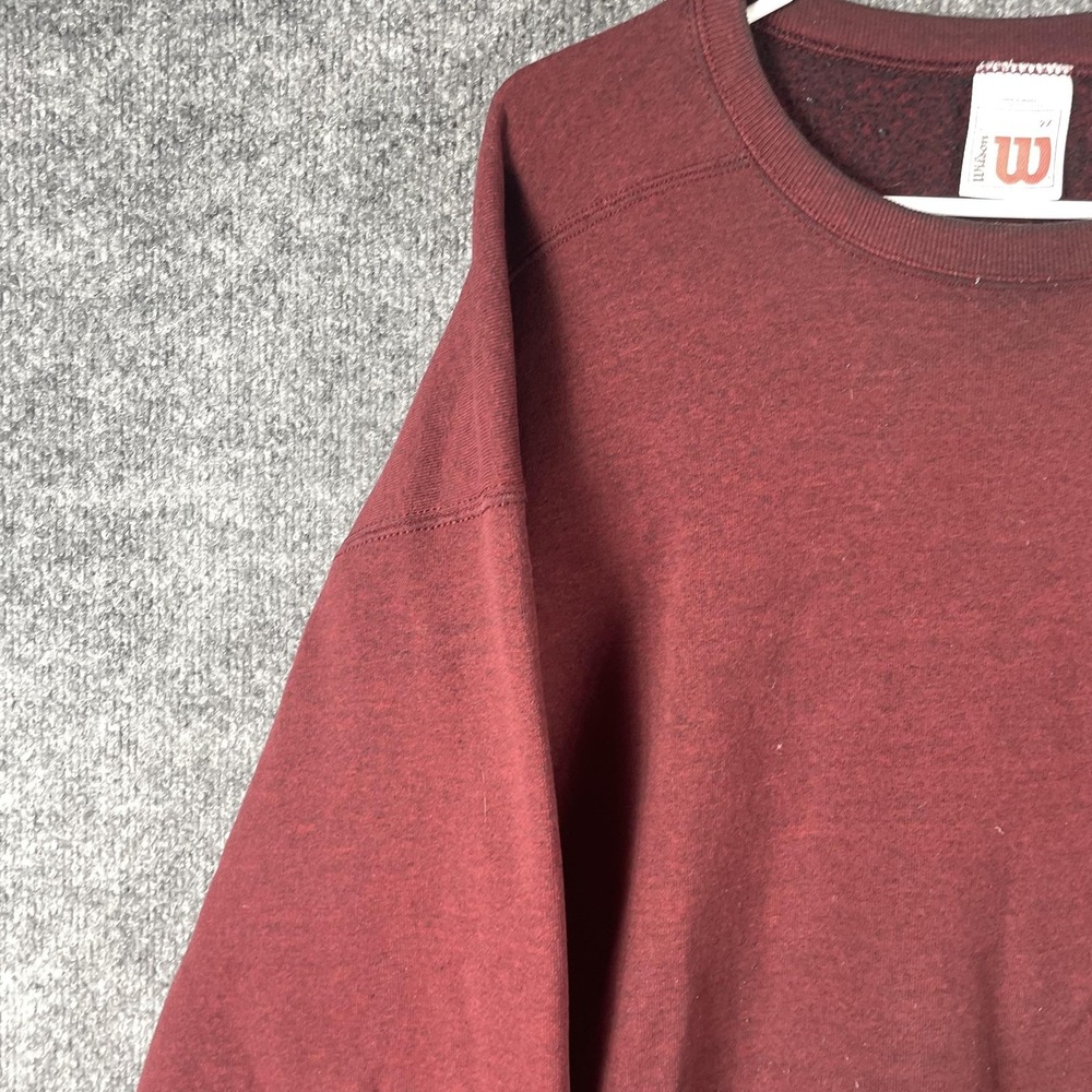 VTG Wilson Sweatshirt‎ Mens 2XL XXL Red Pullover Fleece Heavyweight Blank Retro - Picture 5 of 12
